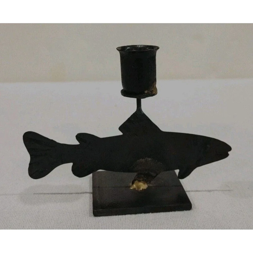 Vintage Metal Fish Candle Holder